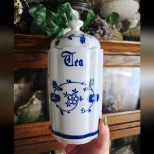 Blue and White Ceramic Tea Canister
